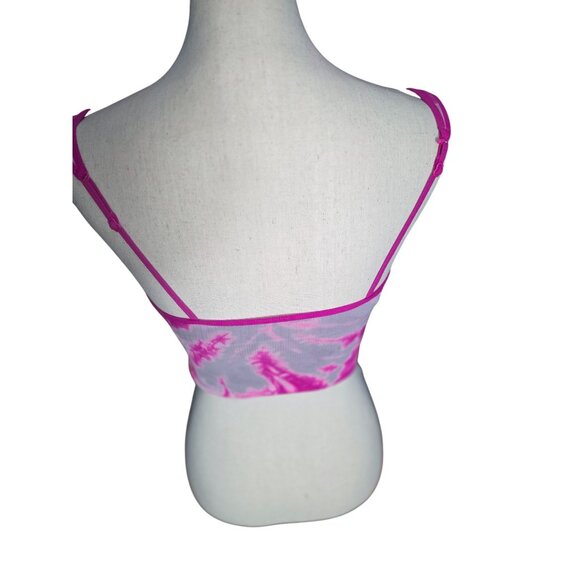 Victoria’s Secret Pink Tie-Dye Cropped Tank Top*Adj Straps*Ribbed*Lined*NWOT*M - Picture 2 of 7